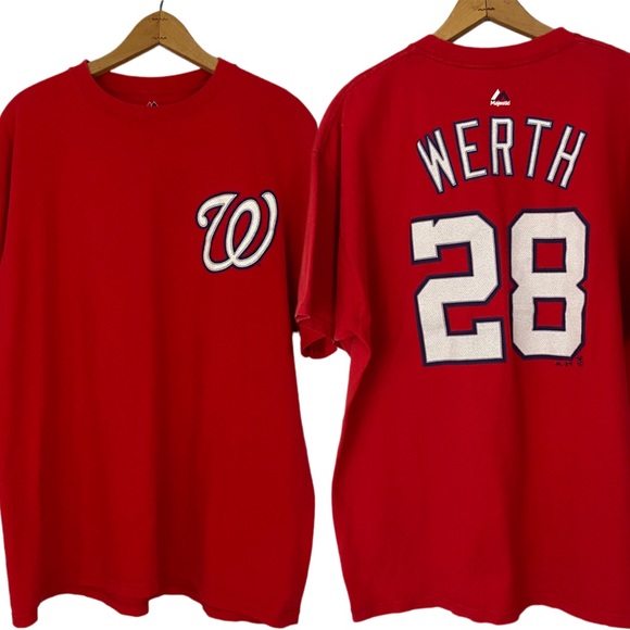 Majestic Other - Washington Nationals MLB Jayson Werth #28 Red T Shirt Crew Neck Mens XL BASEBALL